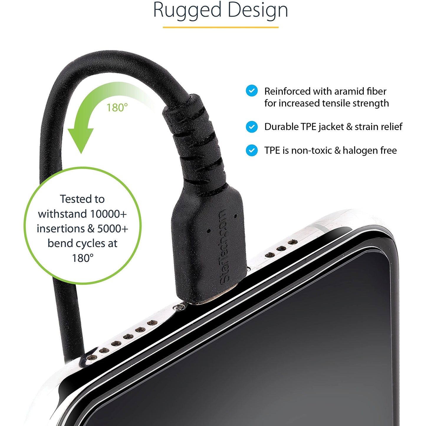 StarTech.com 20in / 50cm USB C to Lightning Cable, MFi Certified, Coiled iPhone Charger Cable, Black, Durable TPE Jacket Aramid Fiber, Heavy Duty…