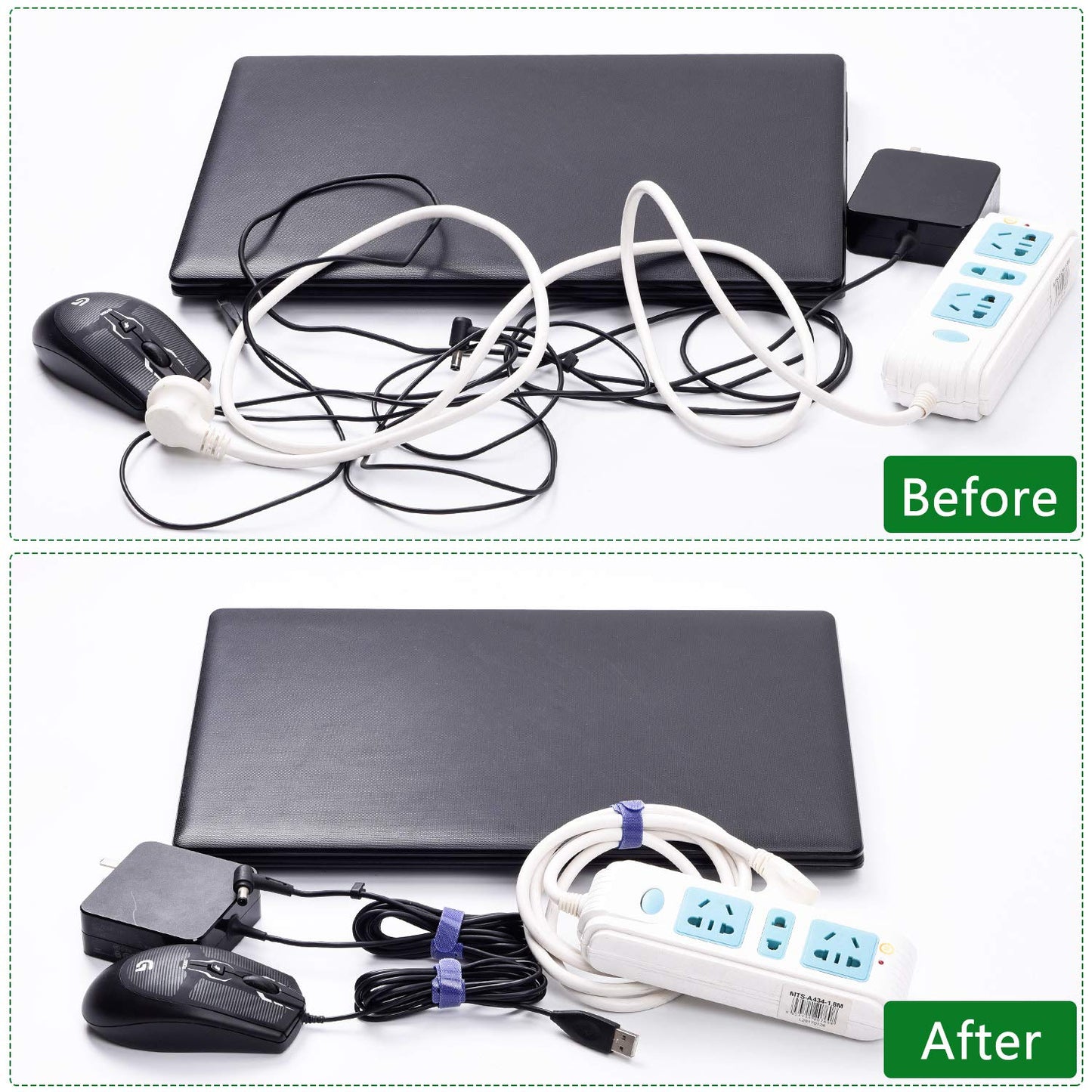OneLeaf 60 Pcs Reusable Fastening Cable Ties with Hook and Loop, Multi-Purpose Cable Straps Wire Ties Cable Management, Adjustable Cord organizer Ties