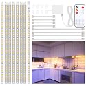 LAFULIT Under Cabinet Lighting Kit - 8 PCS 20 Inch Pre-Cut Strips, 2700K Warm White Flexible LED Strip Lights with Remote and Power Adapter