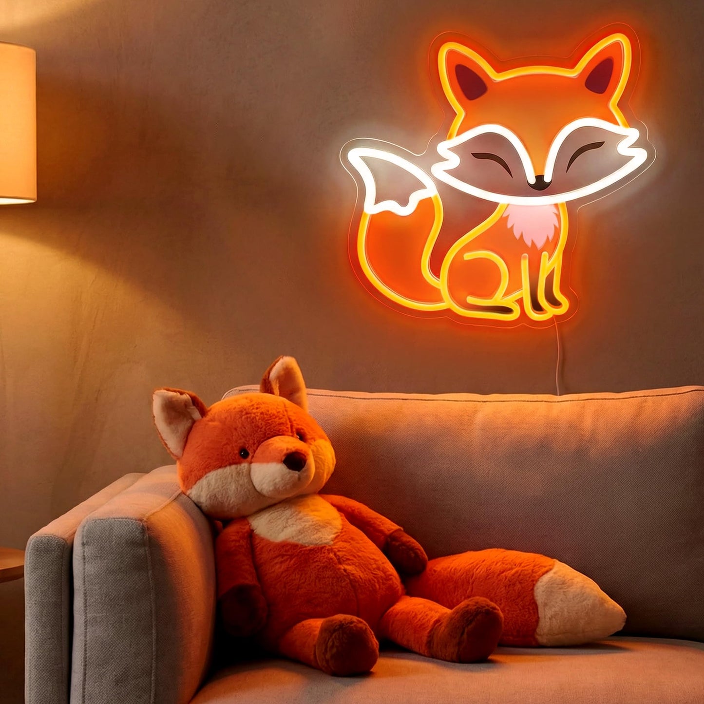 ACOPAEY Fox Neon Sign, Dimmable LED Night Light for Bedroom Wall Decor, Cute Fox Room Decor Gift for Kids Teens and Fox Lovers