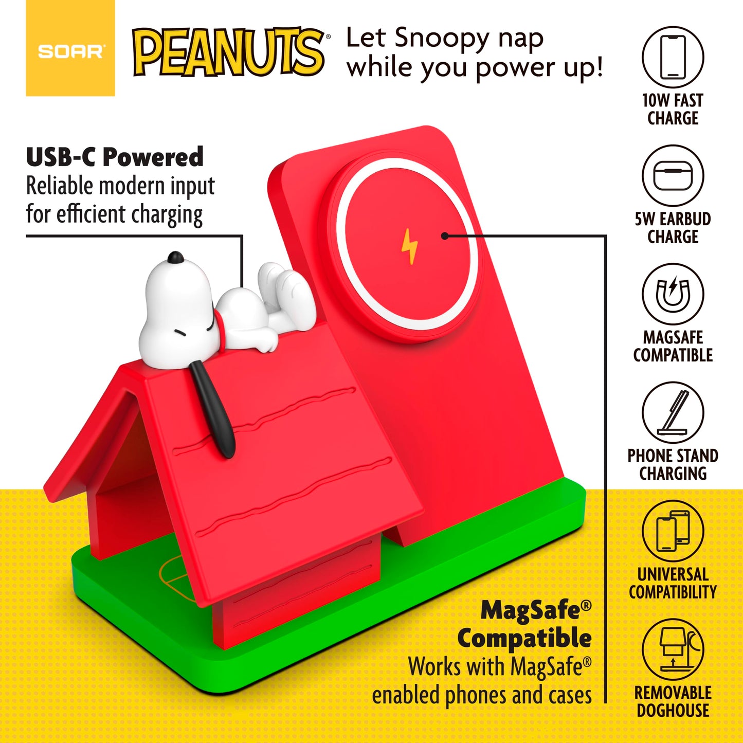 SOAR Peanuts Wireless Charging Station Red Dog House