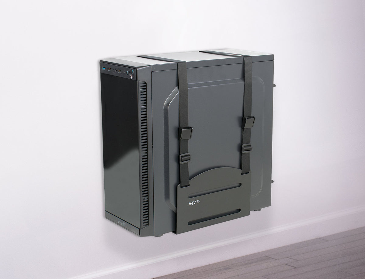 VIVO Black Universal PC Wall Mount with Straps, MOUNT-PC03V