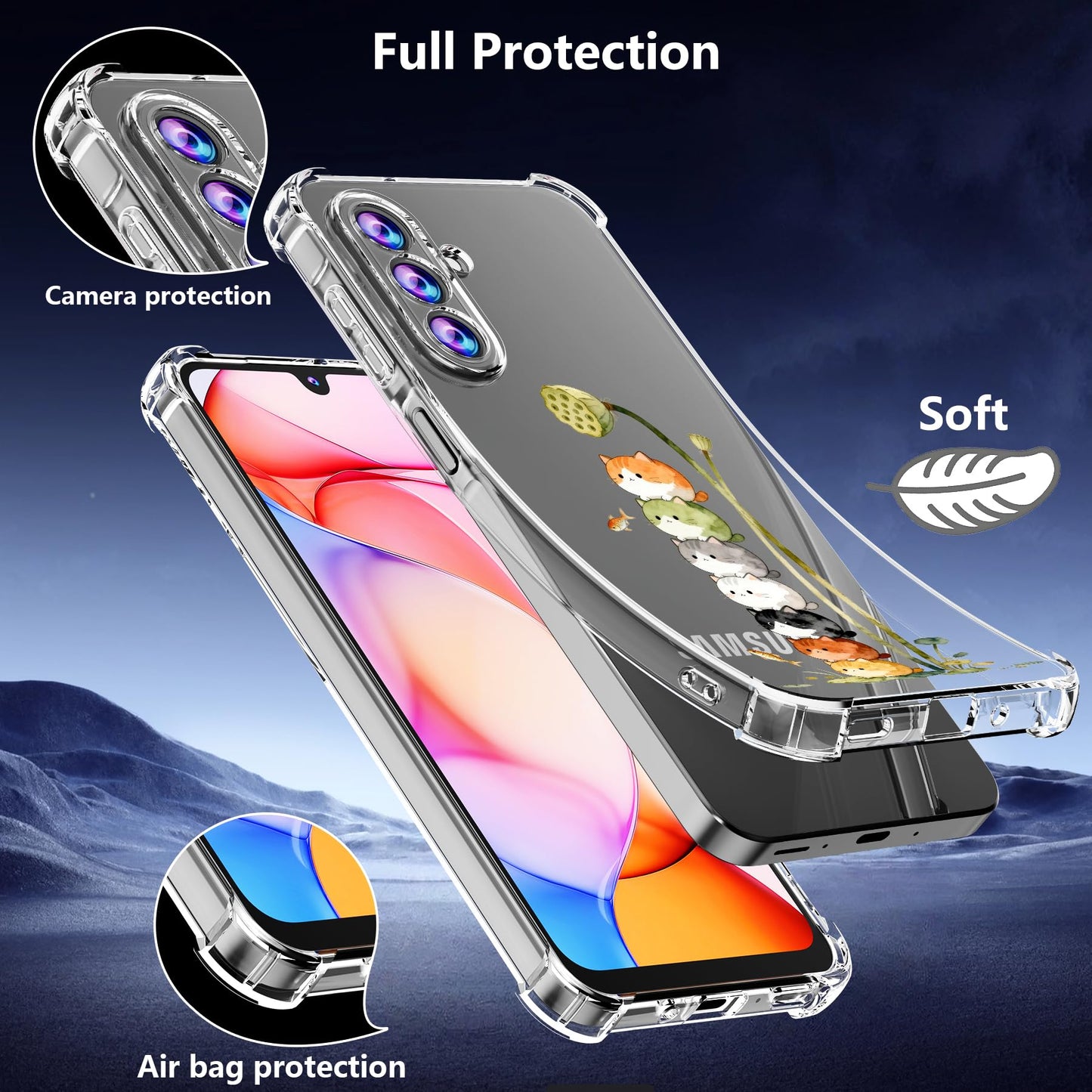 GSDCB Phone Case for Samsung Galaxy A17 5G Case, Samsung A17 5G Case with Tempered Glass Screen Protector, Soft Flexible TPU Slim Fit Shockproof Phone