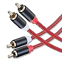 RCA Cable 15Ft,2Rca Male to 2-Rca Male Audio Stereo Subwoofer Cable [Hi-Fi Sound] Nylon-Braided Auxiliary Audio Cord for Home Theater, HDTV