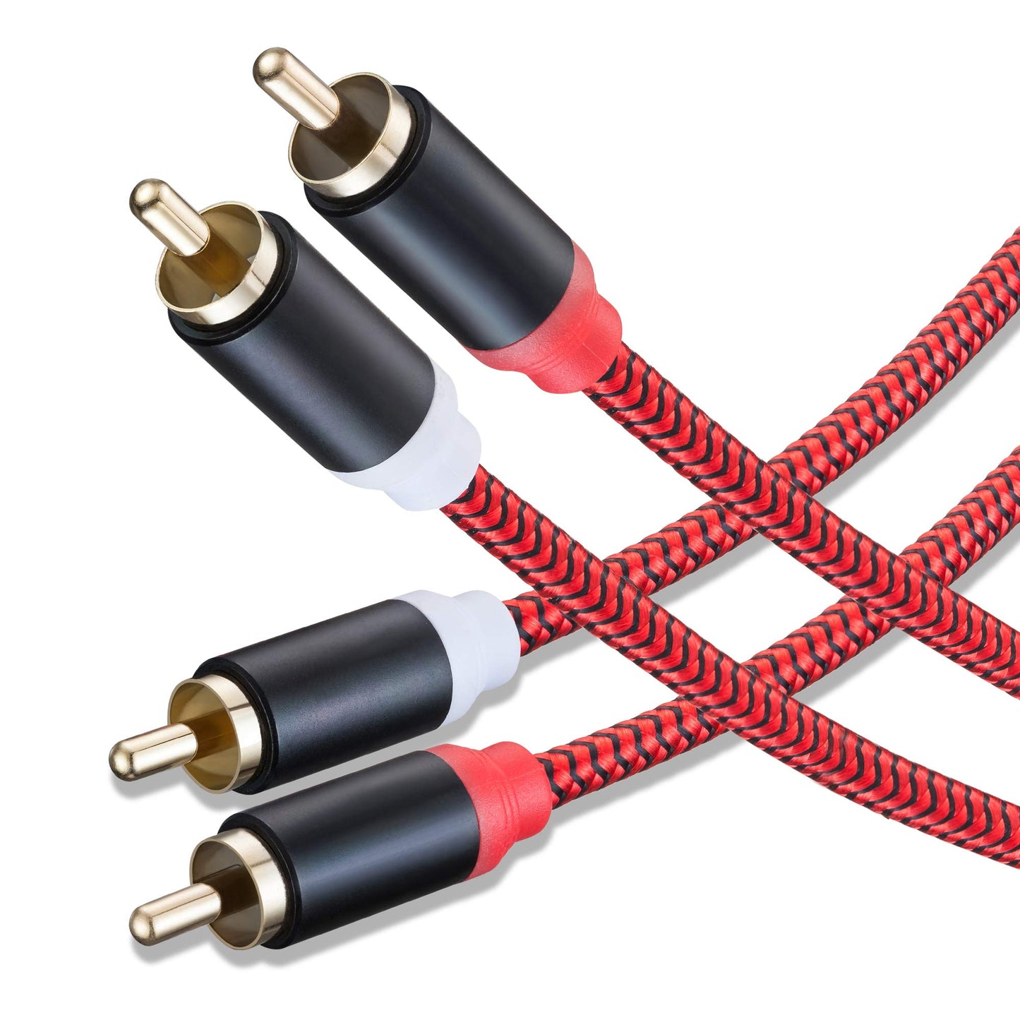 RCA Cable 15Ft,2Rca Male to 2-Rca Male Audio Stereo Subwoofer Cable [Hi-Fi Sound] Nylon-Braided Auxiliary Audio Cord for Home Theater, HDTV