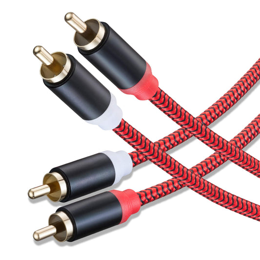 RCA Cable 15Ft,2Rca Male to 2-Rca Male Audio Stereo Subwoofer Cable [Hi-Fi Sound] Nylon-Braided Auxiliary Audio Cord for Home Theater, HDTV