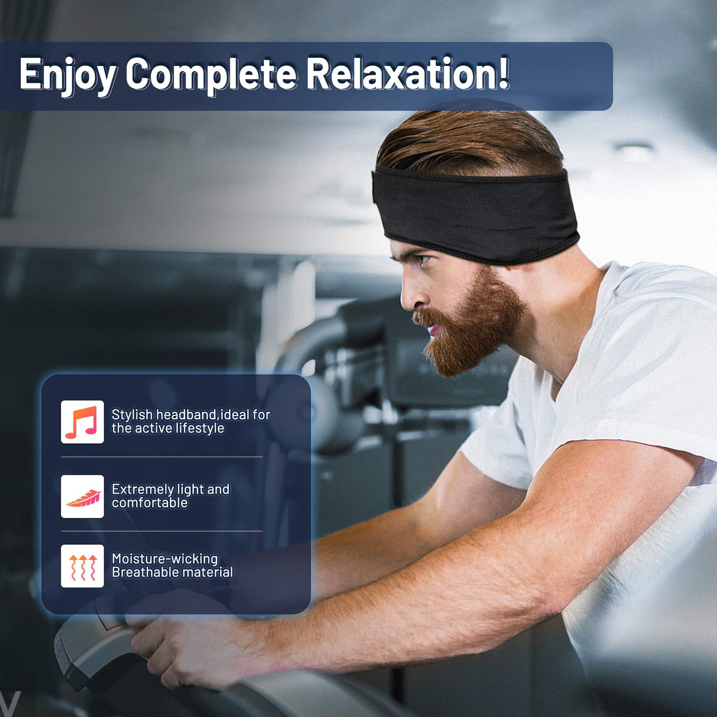 Lavince Bluetooth Sports Headband Headphones Ultra-Thin HD Stereo for Workout, Travel, Meditation