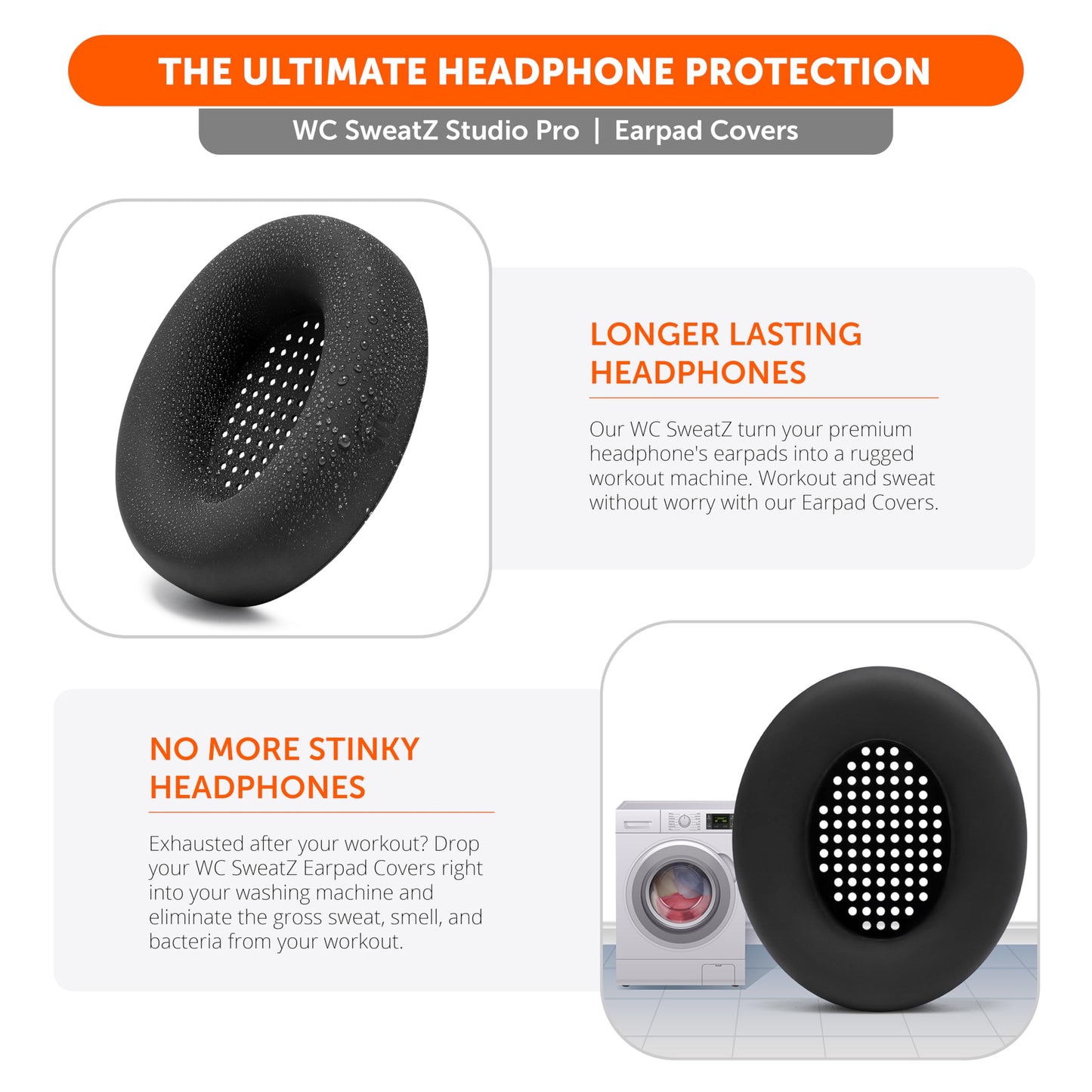 WC SweatZ Studio Pro - Patented Protective Silicone Earpad Covers for Beats Studio Pro Made by Wicked Cushions | Sweatproof & Easily Washable | Black