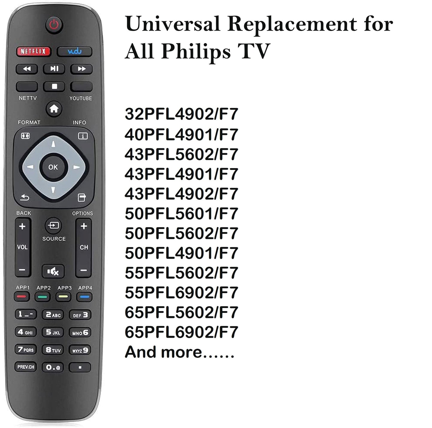 Universal Remote PHI-958 Compatible with All Philips Smart TV URMT39JHG003 YKF340-001 YKF340001