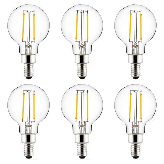 Sunlite 40959 LED G16.5 Filament Style Globe Light Bulb, 2.5 Watts (25W Equivalent), 250 lumens, Dimmable, Candelabra Base (E12), UL Listed, 3000K