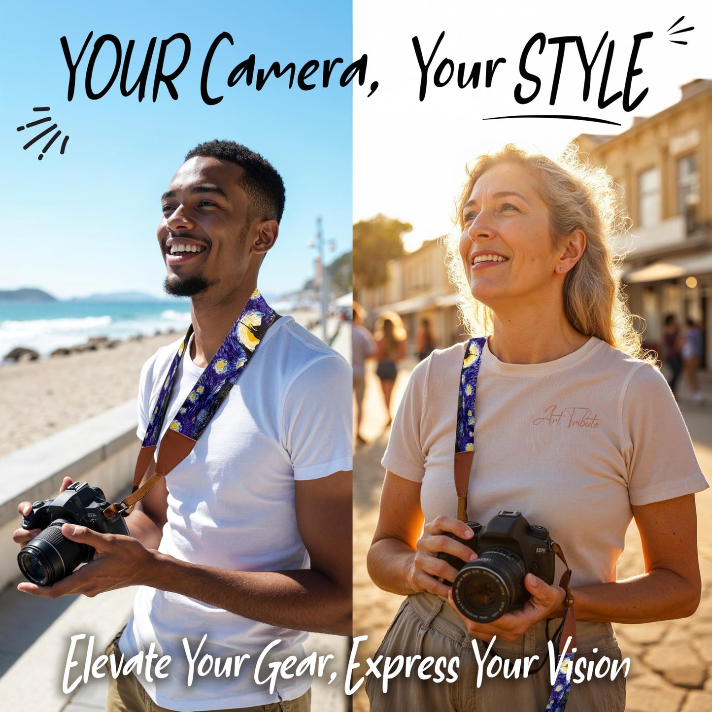 Art Tribute Van Gogh Starry Night Camera Strap Universal DSLR Camera Strap, Neck & Shoulder Belt for Digital DSLR and Binocular- Artistic & Cool