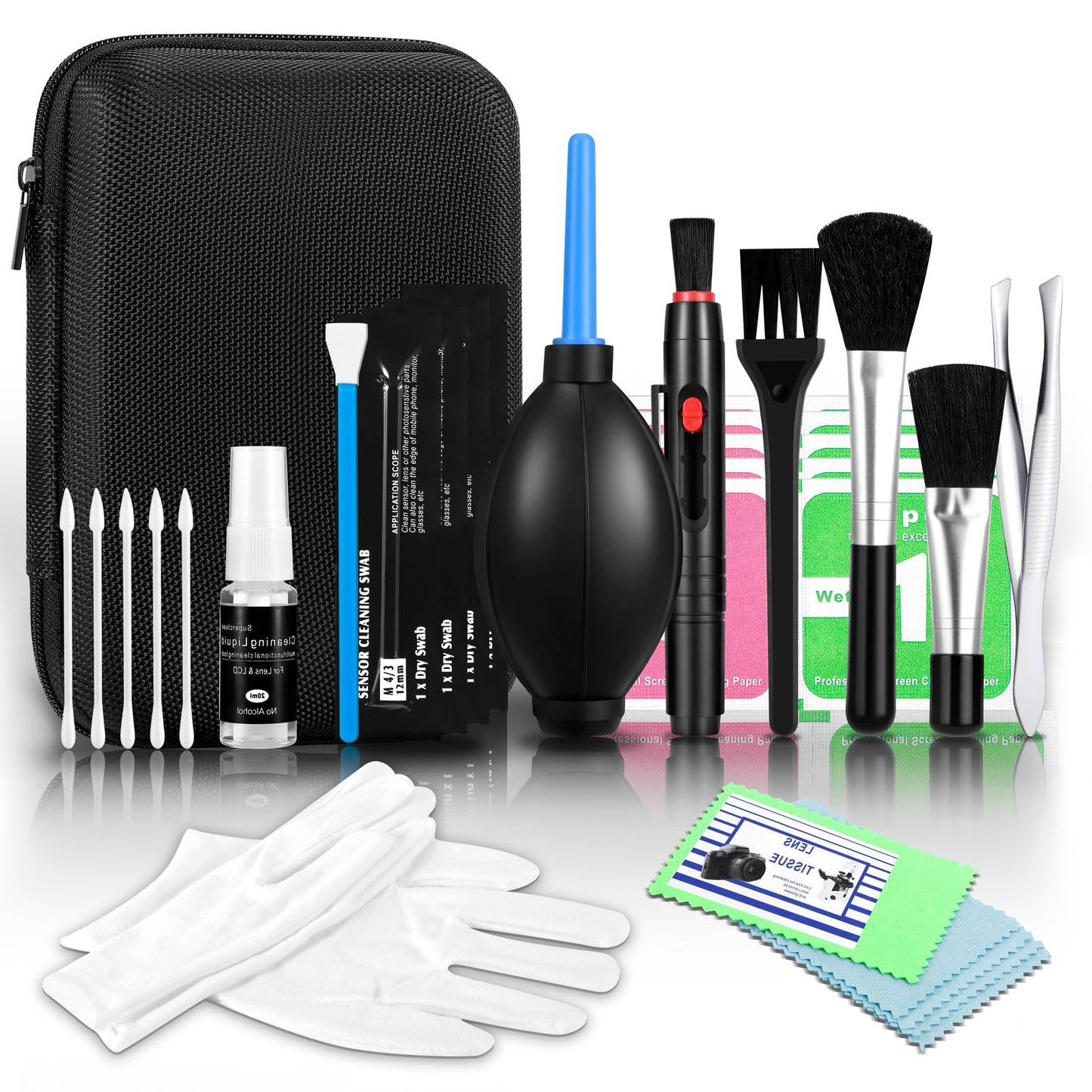 Camera Cleaning kit - Professional Camera Lens Cleaning Kit,Complete DSLR & Mirrorless Camera Sensor Cleaning Set Kit with Lens Pen, Blower, Brush