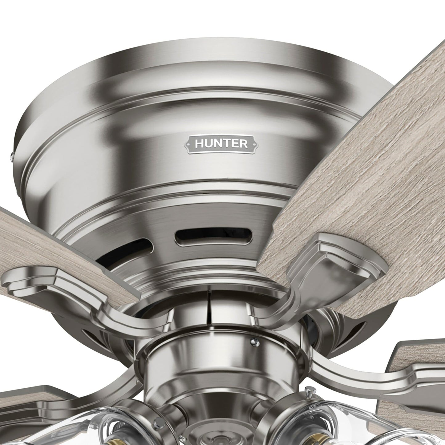 Hunter Fan 52 inch Low Profile Brushed Nickel Finish Indoor Ceiling Fan with LED Light Kit and Pull Chain (Renewed)