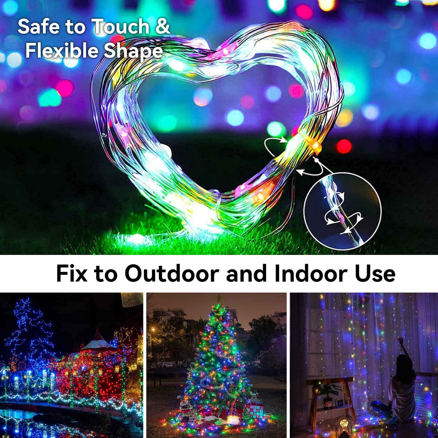 LIGHTOP Solar String Lights Outdoor 2 Pack 33FT 100LED Copper Wire Fairy Light Waterproof Decoration for Wedding Party Terrace Yard Tree Garden Patio
