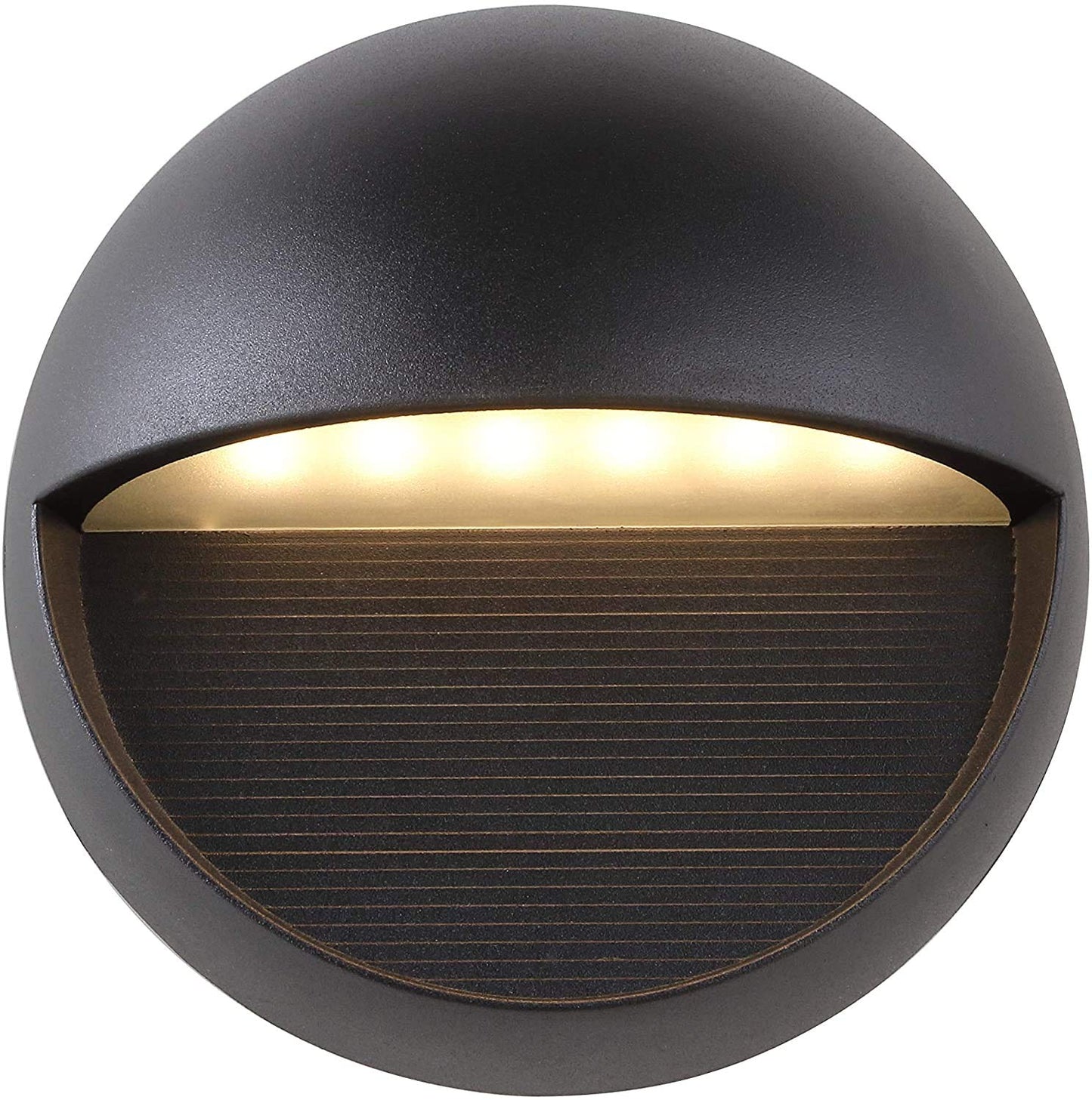 JONATHAN Y 6.25" Black Modern Round Outdoor Integrated LED Wall Sconce Light, Metal/Glass Waterproof Exterior Downlight for Porch, Patio