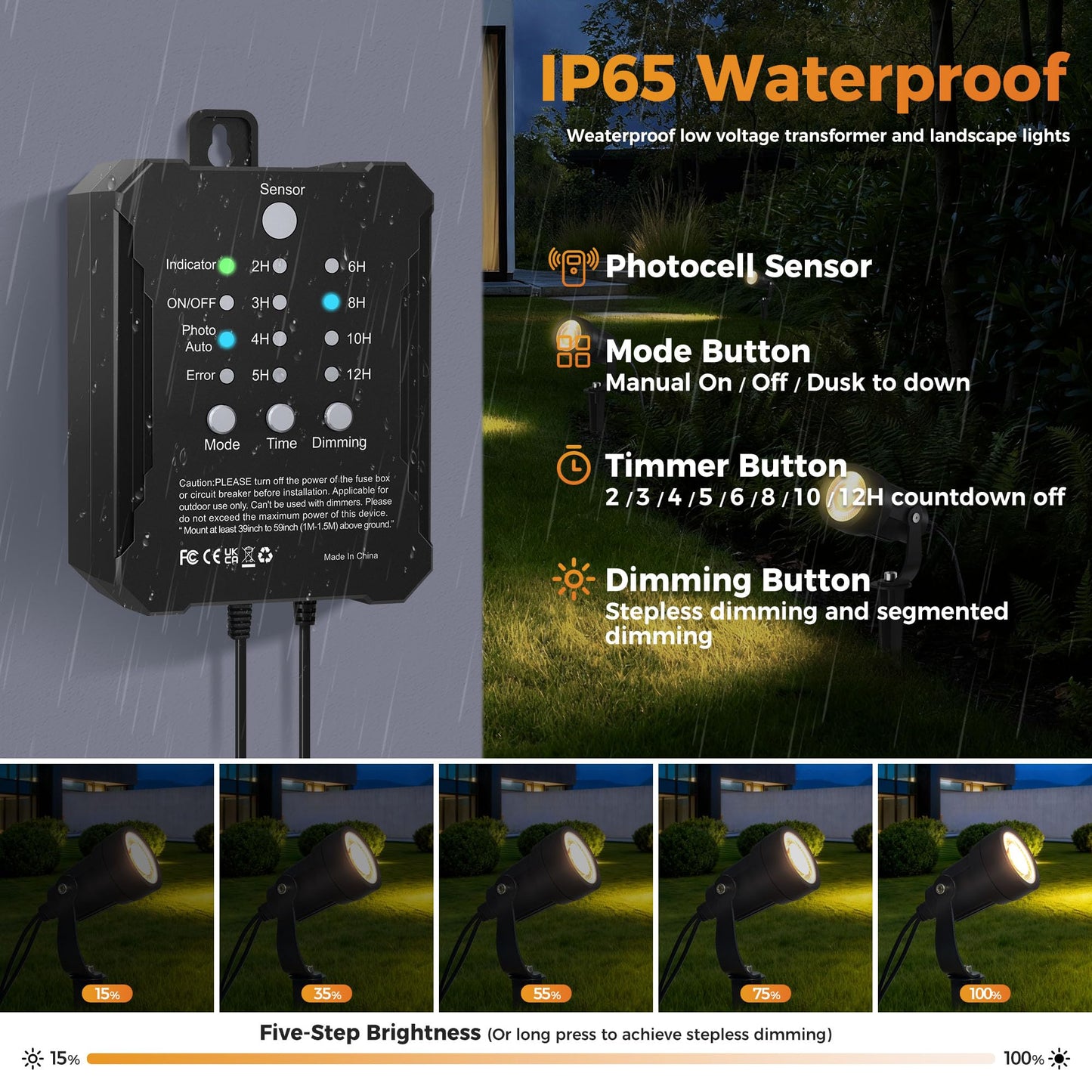COLOER All-in-One Low Voltage Landscape Lighting Kit, 8 Pack 5W Die-cast Aluminum Landscape Lights with Transformer and Connectors, IP65 Waterproof
