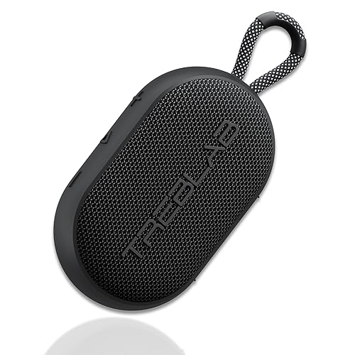 TREBLAB HD-Go - Ultra Portable Hand Held Speaker with Clip, 7W Power with Bass, 16H Playtime, IPX7 Waterproof, Built-in Mic, Compact & Lightweight