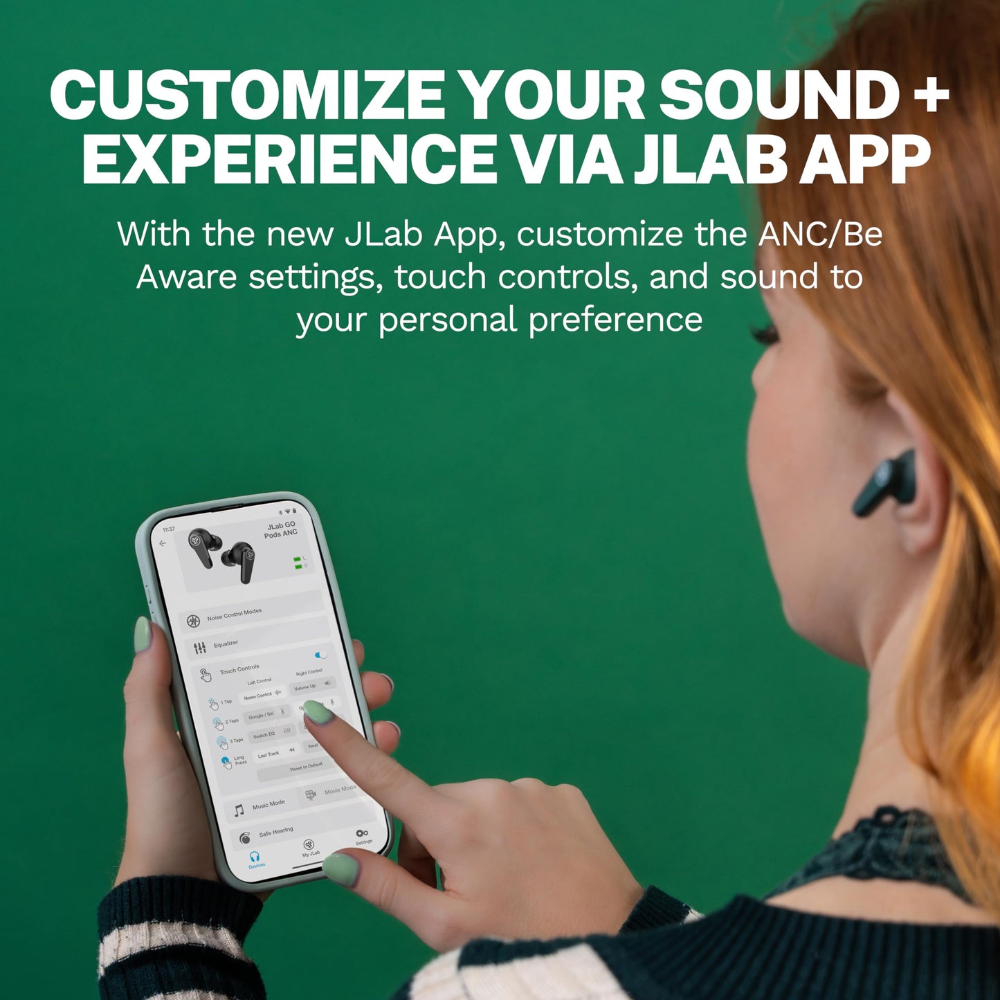 JLab, Go Pods ANC, True Wireless Earbuds, Active Noise Cancelling, Bluetooth, Sage