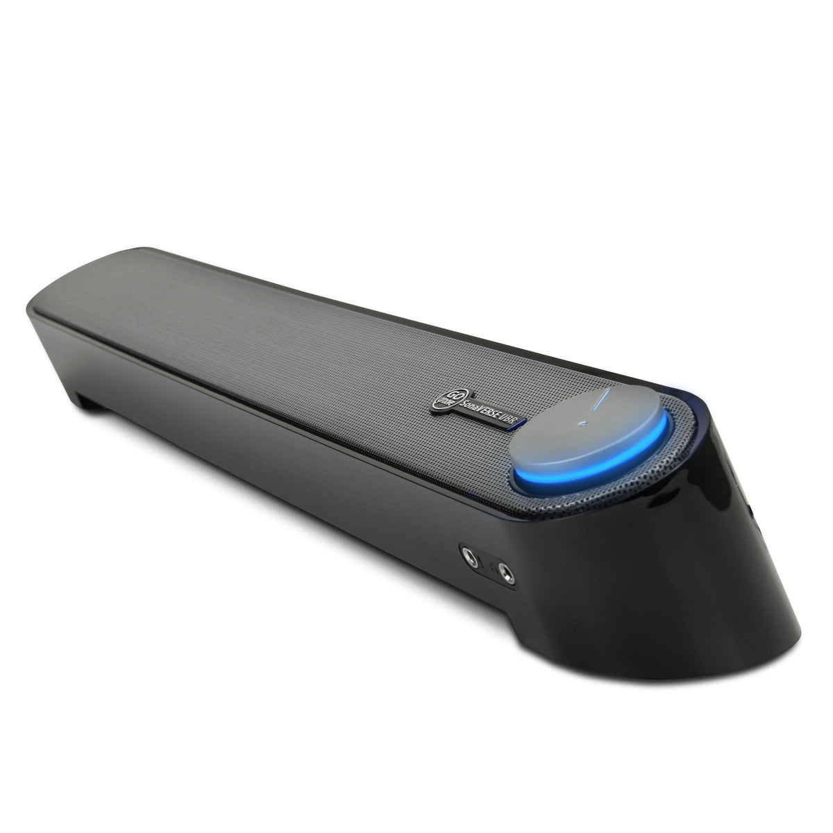 GOgroove Computer Speaker Mini Soundbar - USB Powered PC Sound Bar with Easy Setup Wired AUX, Stereo Audio, Microphone Port, Volume Control Knob