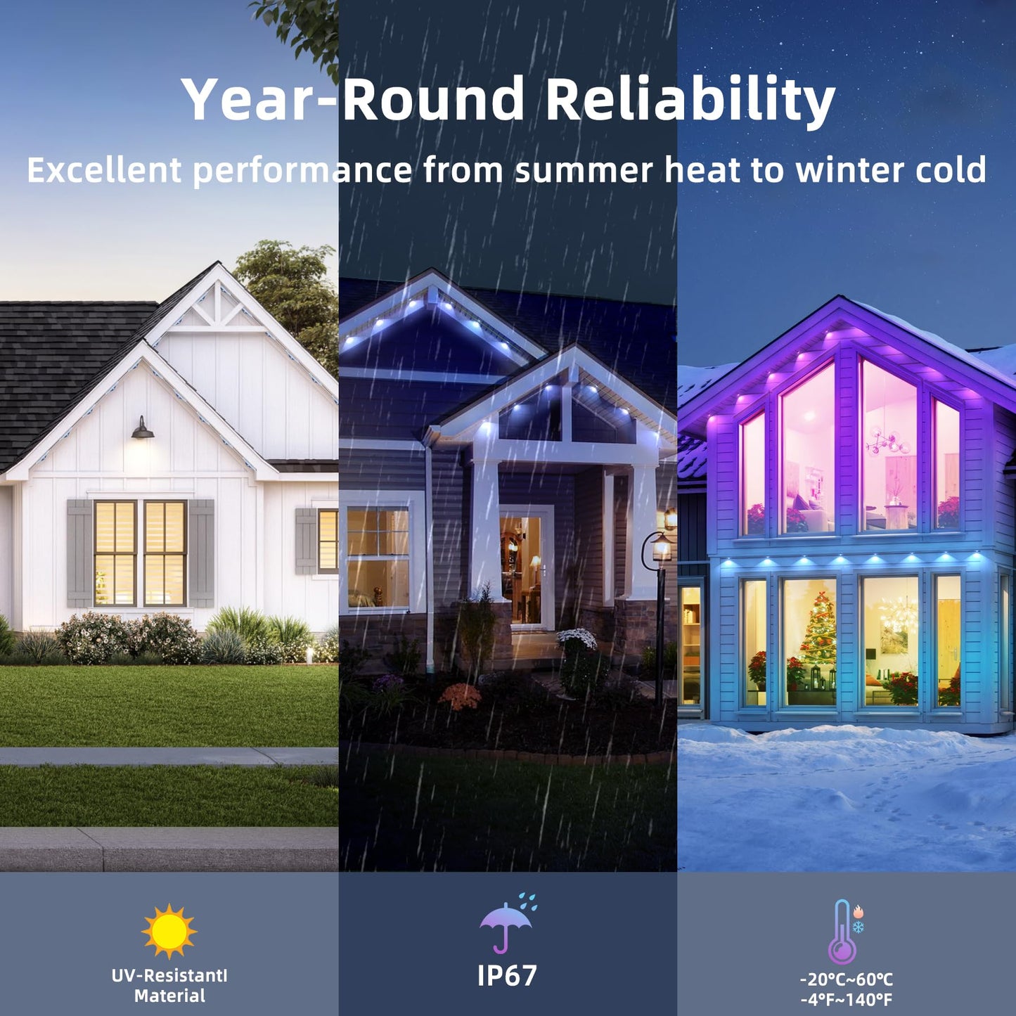 MaweMe 150FT Permanent Outdoor Lights for House,RGB LED Eaves Lights with IP67 Waterprooff, Smart App Remote Control, Music Sync, for Christmas,Daily