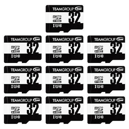 TEAMGROUP Micro 32GB 10 Pack UHS-I U1 Class 10 SDHC SDXC Read Speed up to 100MB/s High Speed Flash Meomry Card with Adapter for Camera, Surveillance