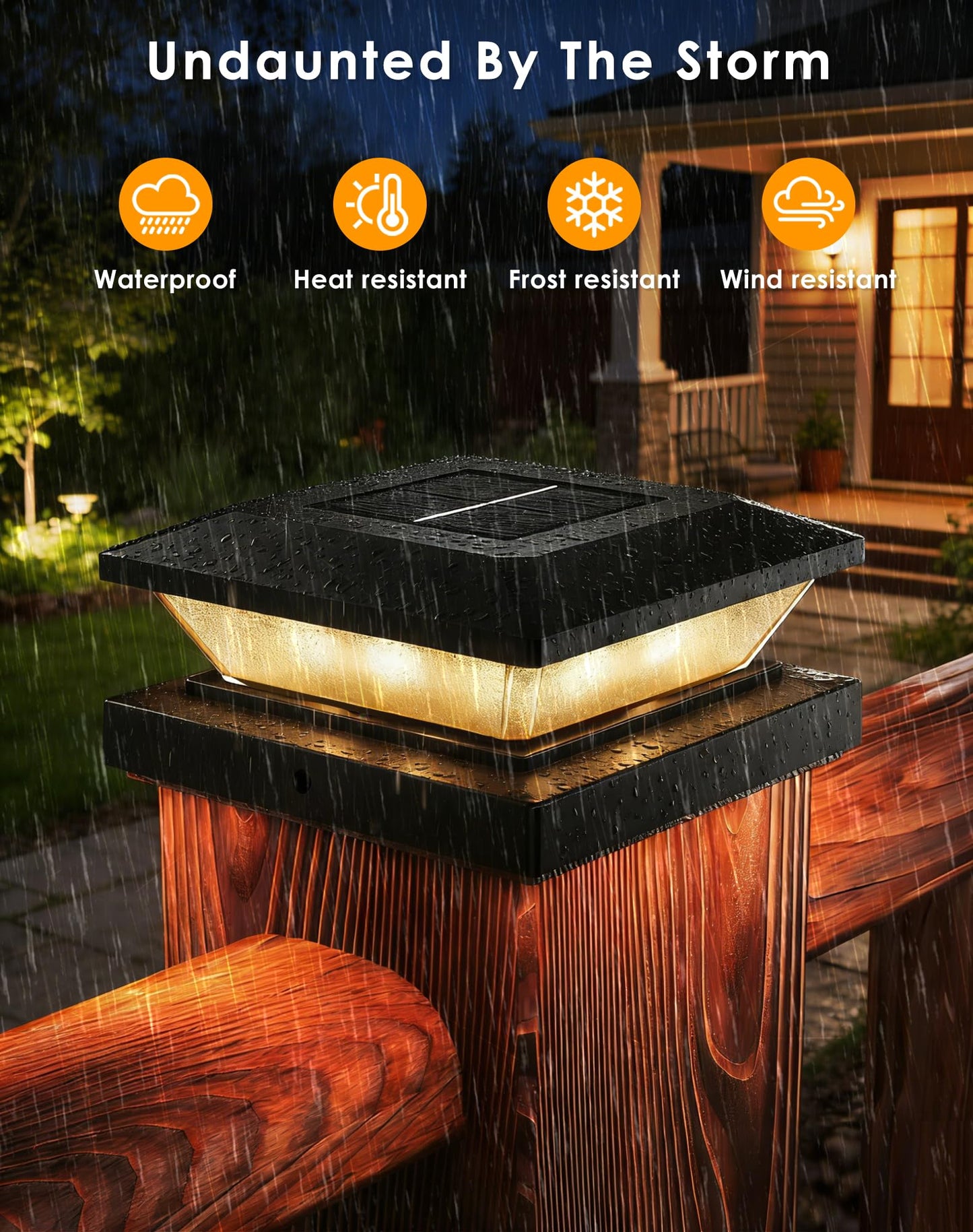 4x4-Solar-Post-Cap-Lights-Outdoor 12 Pack Solar Powered Fence Post Lights 3 Lighting Modes Deck Postcap Light for 3.5x3.5 4x4 Wood/Vinyl Posts LED