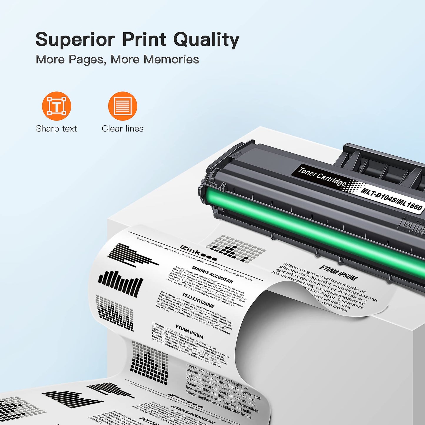 E-Z Ink Compatible Toner Cartridge Replacement for Samsung 104 104S MLT-D104S to use with ML-1660 ML-1661 ML-1667 ML-1665 ML-1675 ML-1666 ML-1865