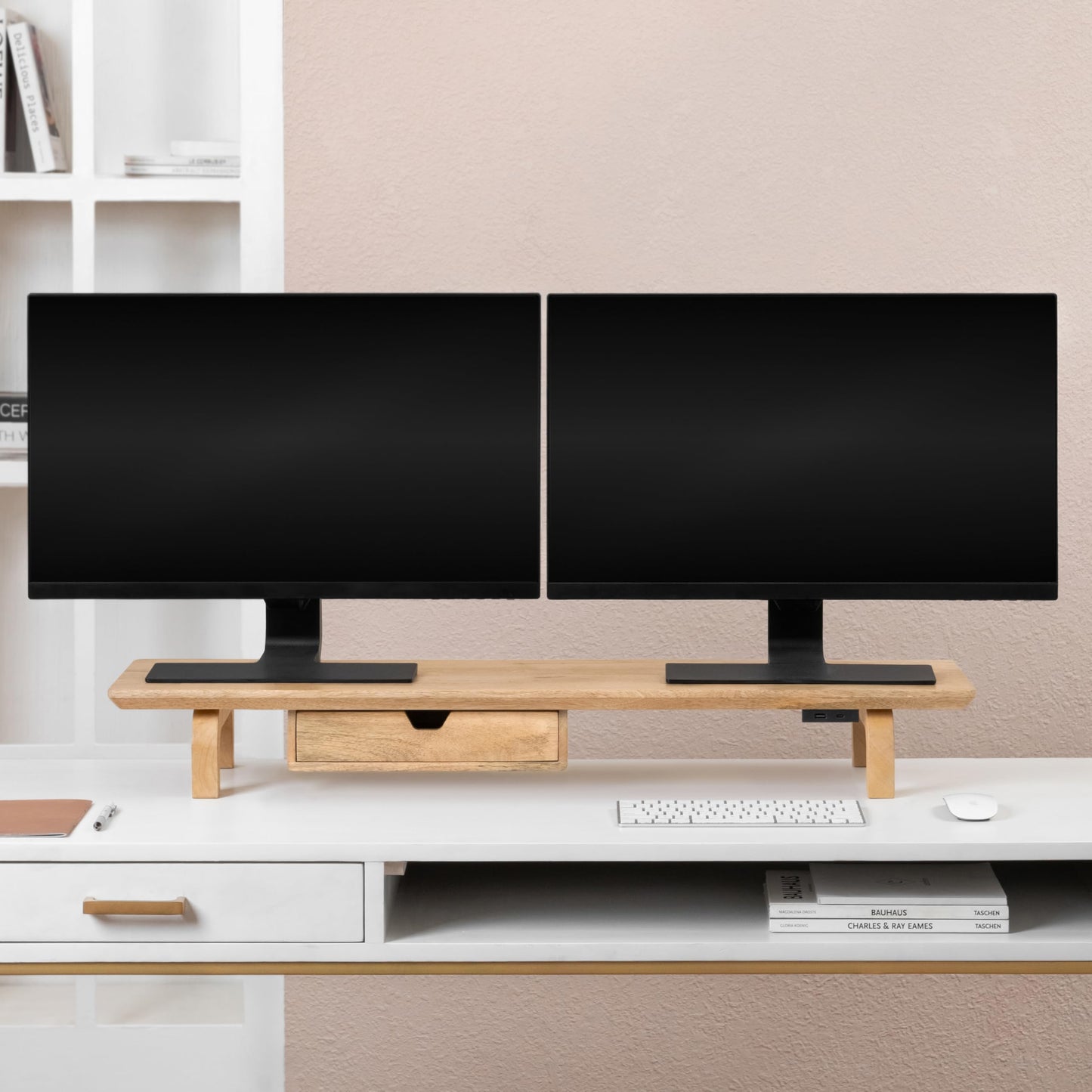 Anji Mountain Monitor Stand - Desktop Organizer & Laptop Riser, Ergonomic Monitor Riser, Space-Saving Monitor Stand for Desk, Durable Construction