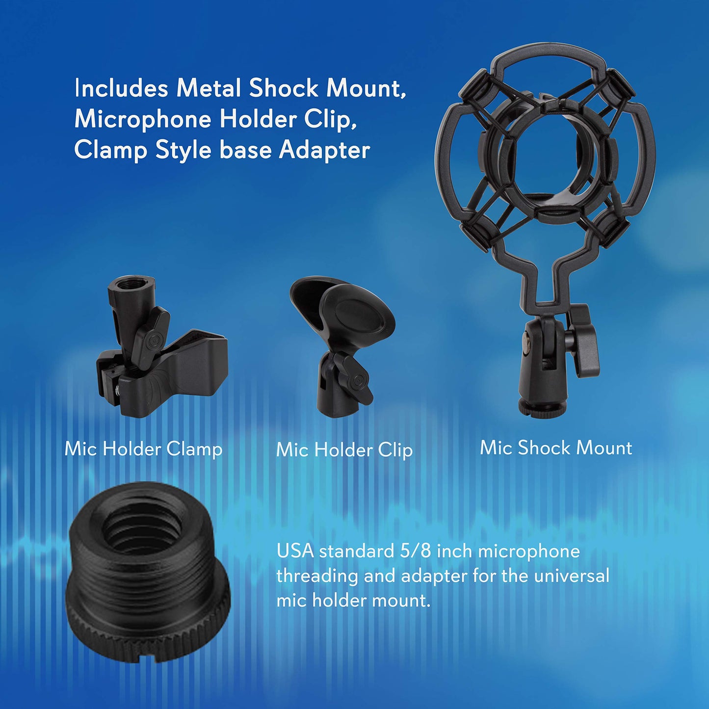 Pyle Microphone Boom Arm Stand - Adjustable Scissor Mic Arm with Desk Clamp, Metal Shock Mount & Adapter Clips - 2.26ft Max Extension for Podcasting