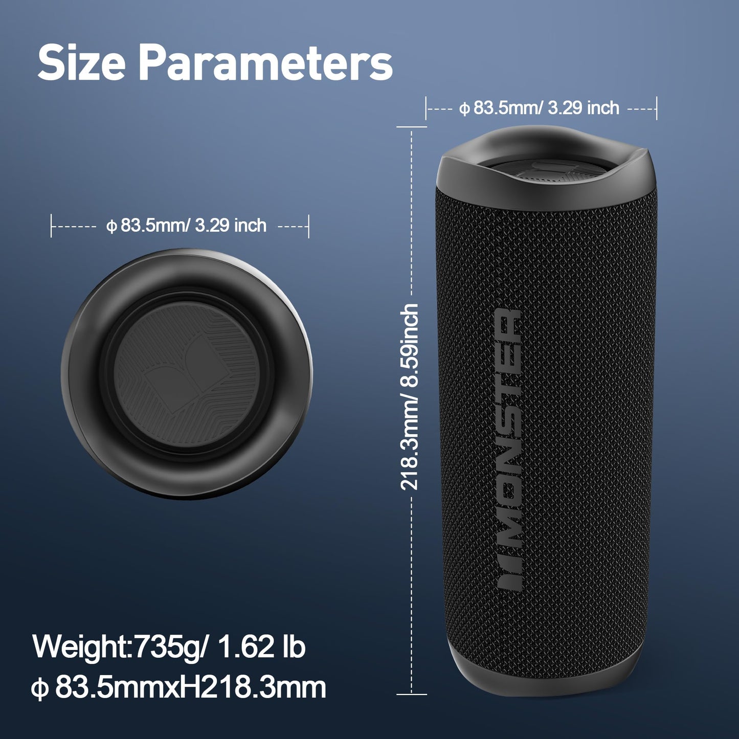 Monster Bluetooth Speaker, Wireless Portable Outdoor Bluetooth Speakers, 60W True Wireless Stereo IPX8 Waterproof, Dual PairingBluetooth 5.4 Built-in