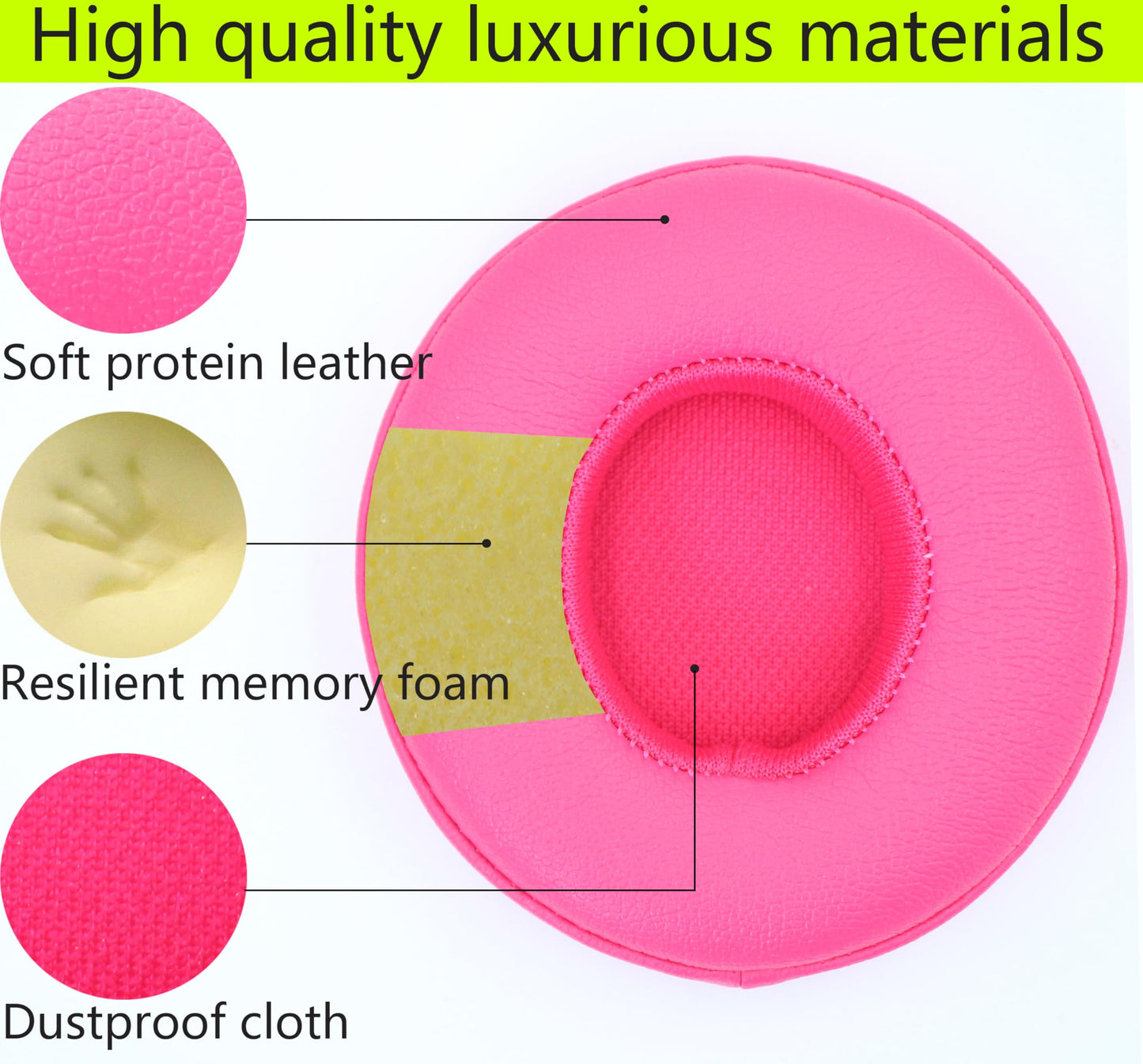 Replacement Ear Pads Compatible with Beats Solo 2.0 Solo 3.0 Wired Wireless Headphones Soft Comfort Protein Leather Memory Foam Resilient?Rose red?