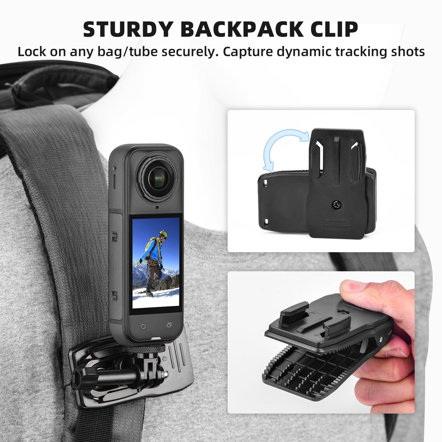 BRDRC Accessories Kit for Insta 360 X5 X4 Air, Chest Mount Head Strap Harness Backpack Clip Holder Wrist Strap, 360°Rotating Adapter + Quick Release