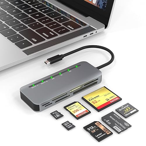 USB C Memory Stick Pro Duo Card Reader 5Gbps - 7in1 XD Card Reader, SD Card Reader USBC for SD/TF/CF/XD/MS, High Speed Aluminum Multi Card Reader