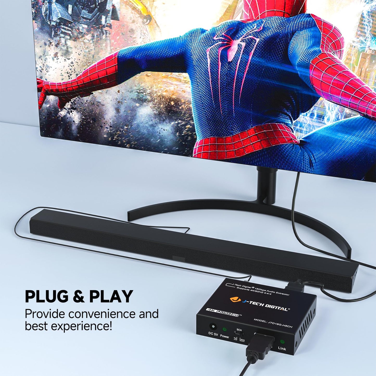 J-Tech Digital 4K HDMI Audio Extractor, 4K@60Hz 1080P@120Hz 1080P@144Hz HDMI to Optical, 3.5mm Audio Converter Adapter, SPDIF, HDR10 CEC Digital