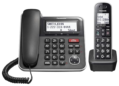 Panasonic Expandable Corded/Cordless Phone System with Answering Machine and One Touch Call Blocking - 1 Handset - KX-TGB850B (Black)