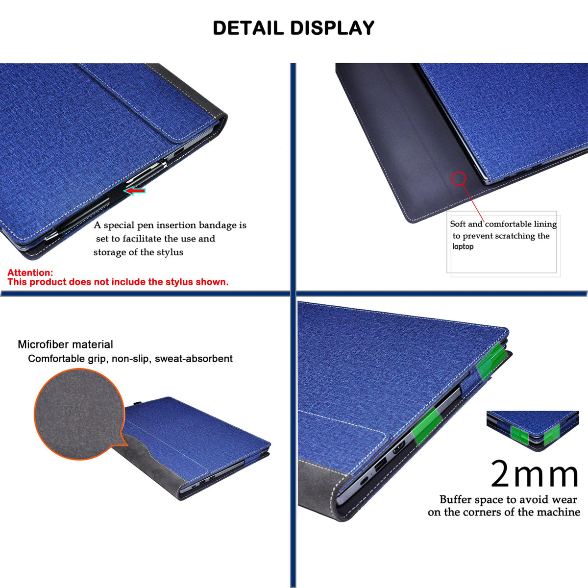 Laptop Case Cover for Dell 14 Plus DB14250 & Pro 14 PC14255/PC14250 & Pro14 Plus PB14250 /PB14255 Sleeve,PU Leather Protective Shell Notebook PC Bag