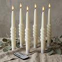 West Ivory Smooth Taper with Twist Flameless LED Taper Candles 10" - Ivory, Set of 6 - Remote, Dimmable, 2/4/6/8-Hr Timer (24-Hr Memory), Bottom