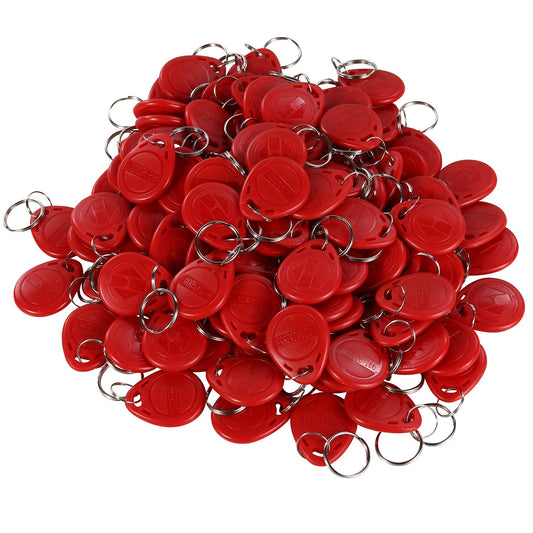HWMATE 125khz RFID Smart EM ID Read Only Entry Access Keyfob Tag Token Keychain Card (100 Pack) (Red)