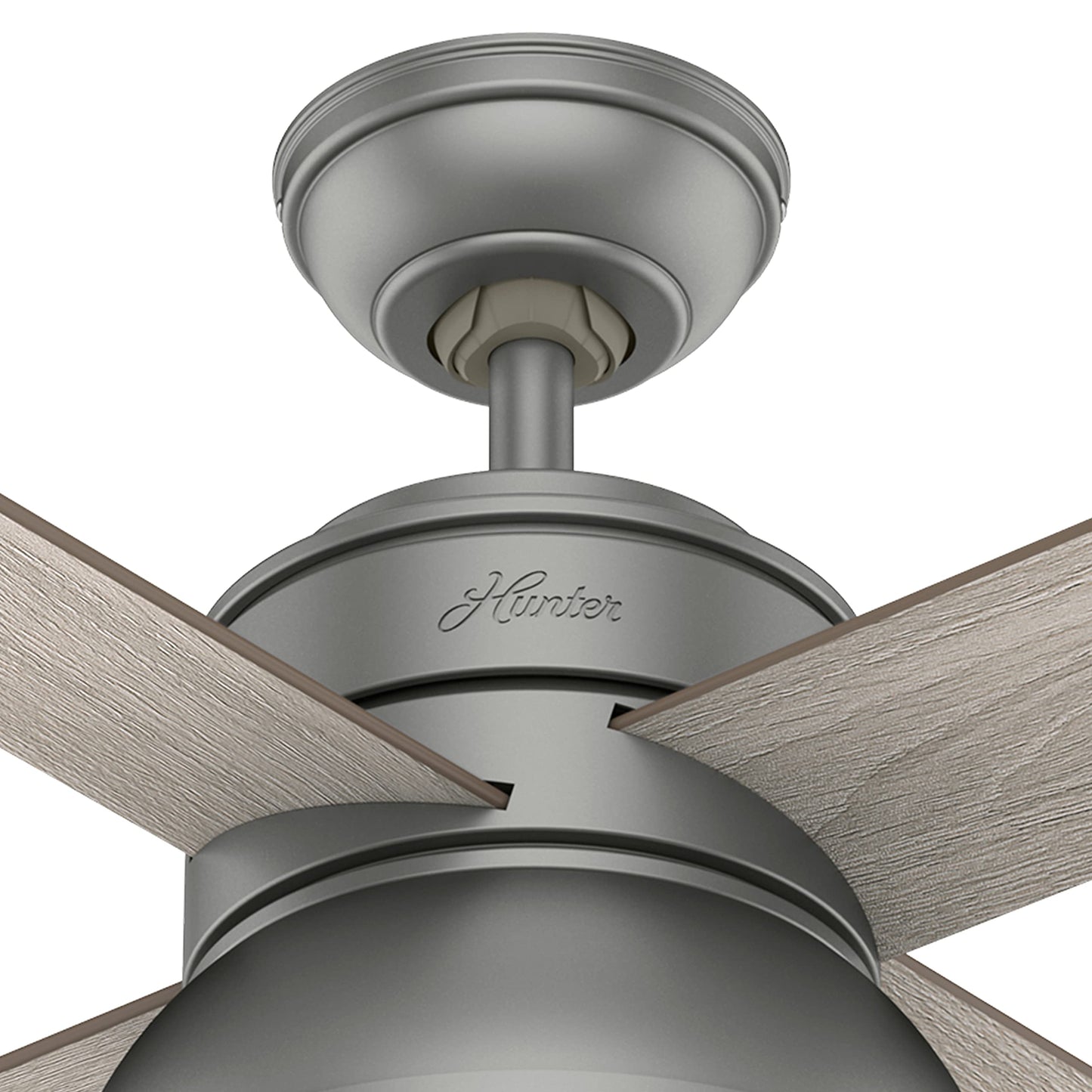 Hunter Fan 52 inch Contemporary Matte Silver Finish Indoor Ceiling Fan with LED Light Kit and Pull Chain (Renewed)