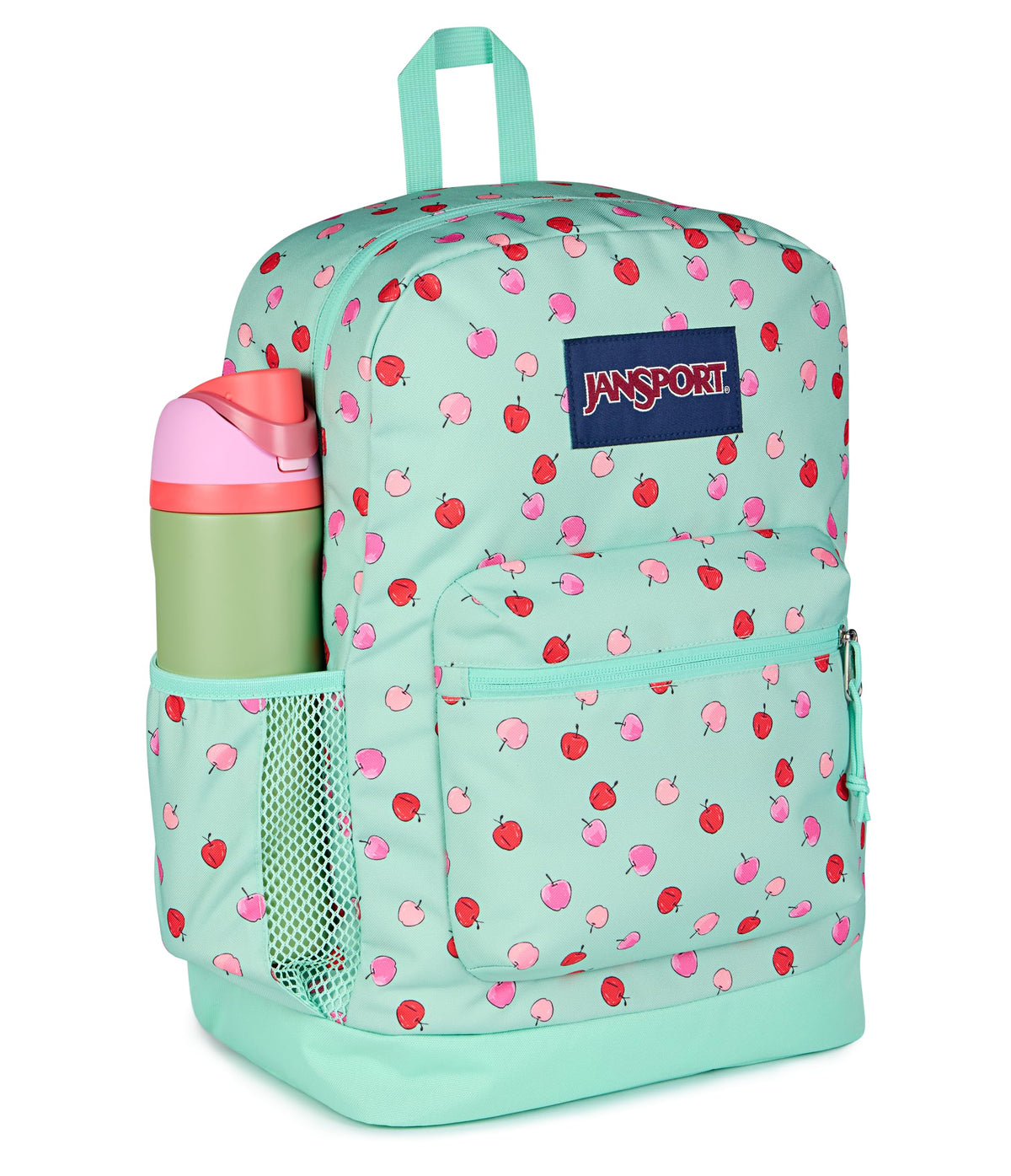 JanSport 26L Cross Town Plus Backpack, Apple Orchard Magic Mint/Pink/Red
