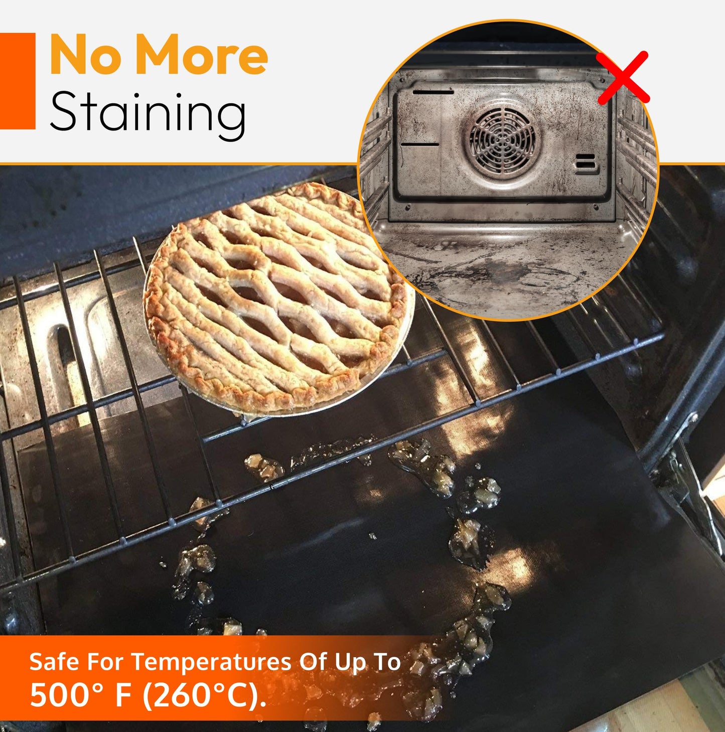 2-Pack Large Heavy-Duty Nonstick Teflon Oven Liners – 17"x25", BPA & PFOA-Free, for Electric, Gas, Microwave & Grill Use