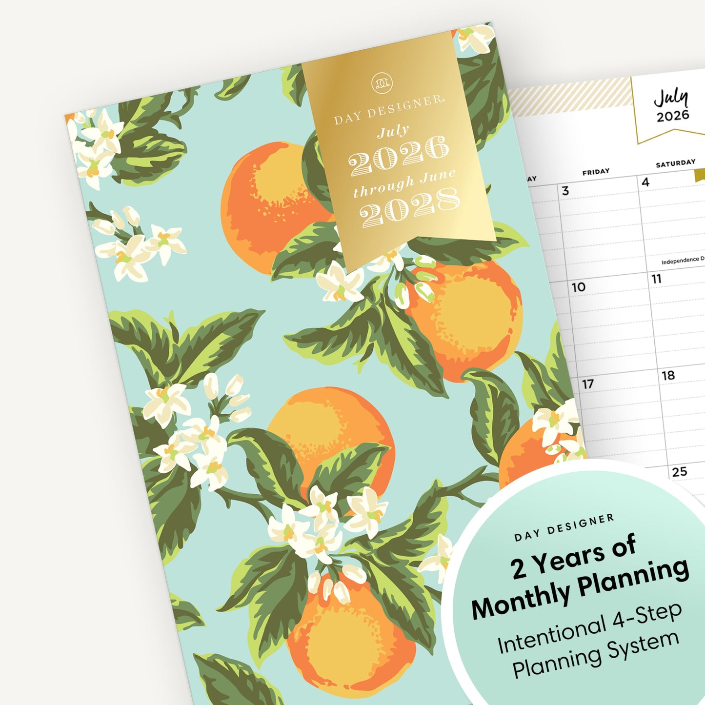 Blue Sky 2025-2026 Monthly Academic Planner, 5"x8", Orange Blossom Mint