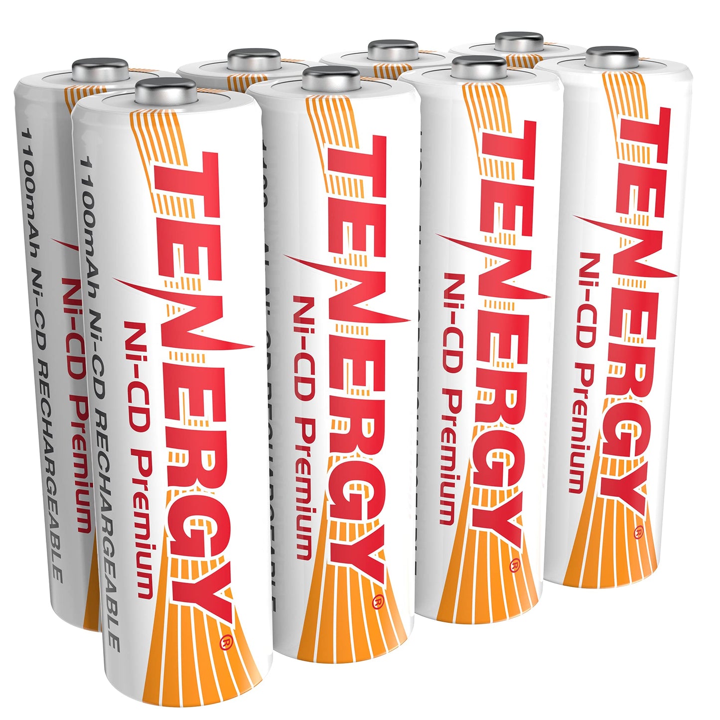 Tenergy AA Premium NiCd Rechargeable Batteries 1100mAh 1.2V Battery Pack for Solar Lights, Garden Lights, 8 Count