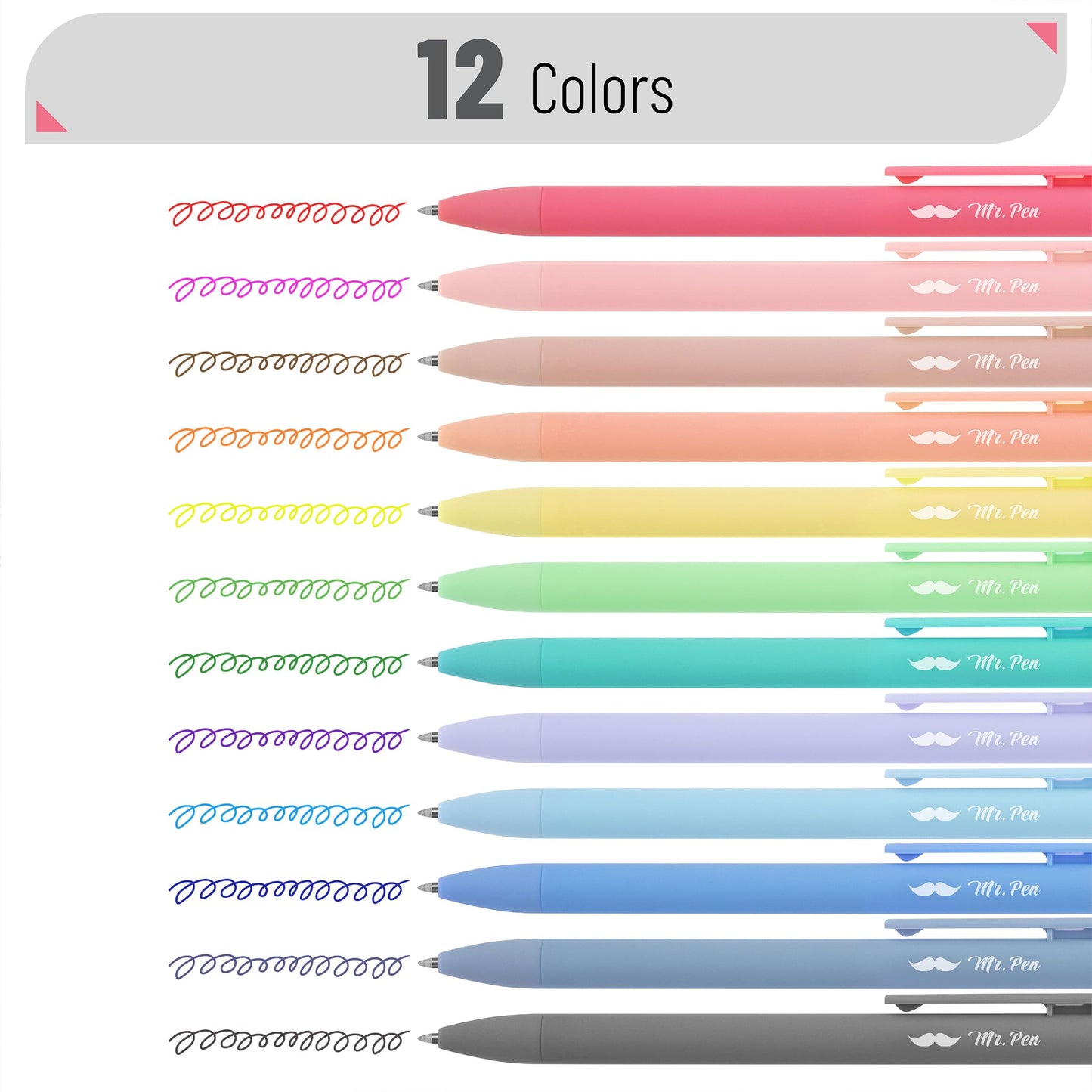 Mr. Pen- Retractable Gel Pens, 12 Pack, Blue Ink, Fine Point 0.5mm