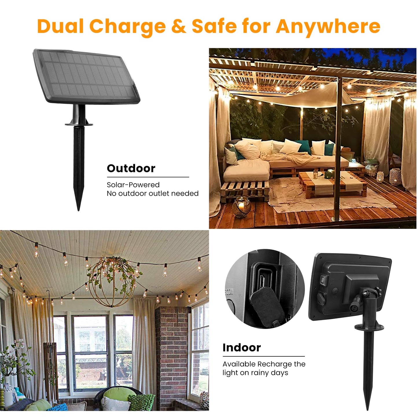 Bdrofn 100FT Solar String Lights Outdoor Waterproof, Solar Patio Lights with Remote Control & 30+2 Dimmable ST38 Edison Bulbs Shatterproof,Solar