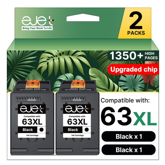 63XL Black Ink Cartridges Replacement for HP Ink 63 Black Ink Cartridges