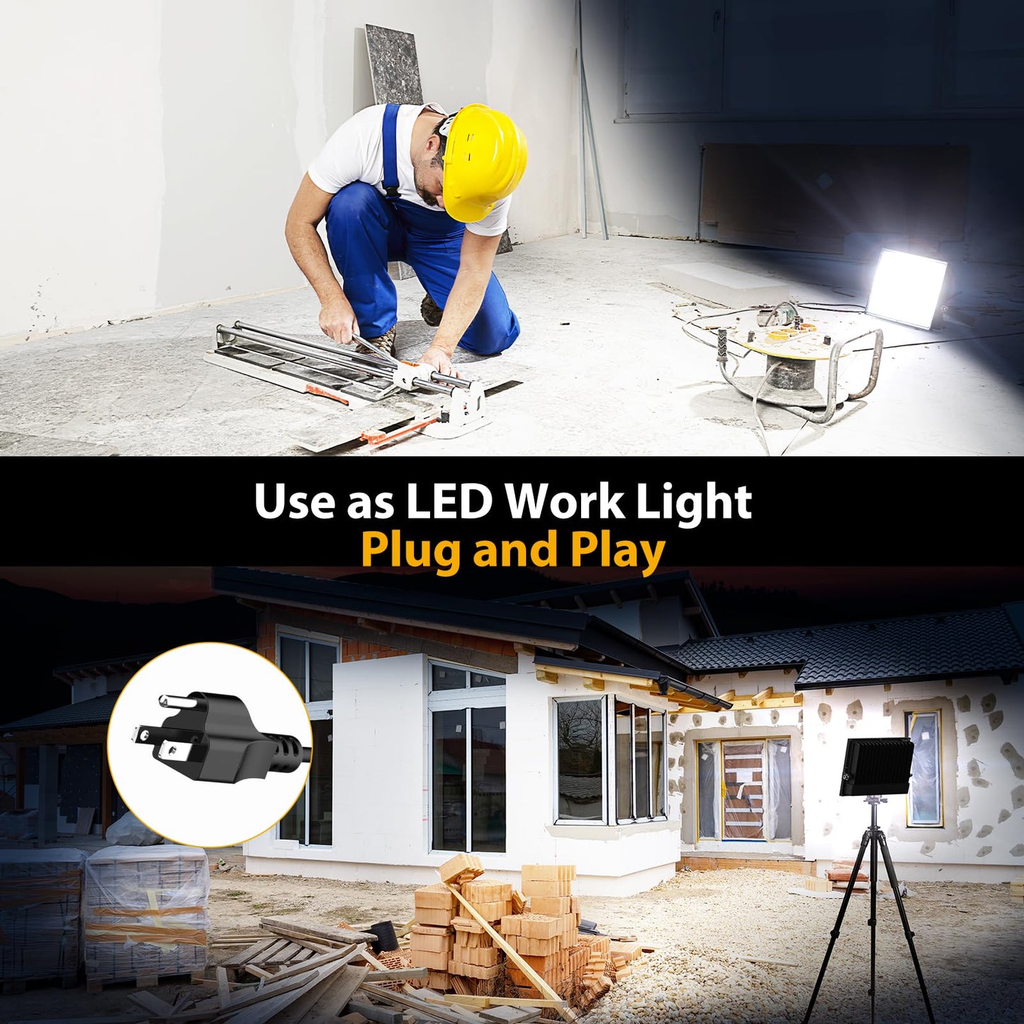 Onforu 120W Flood Lights Outdoor,12000lm Bright LED Work Light with Plug,Daylight White LED Flood Lighting, IP66 Waterproof Security Yard Lights