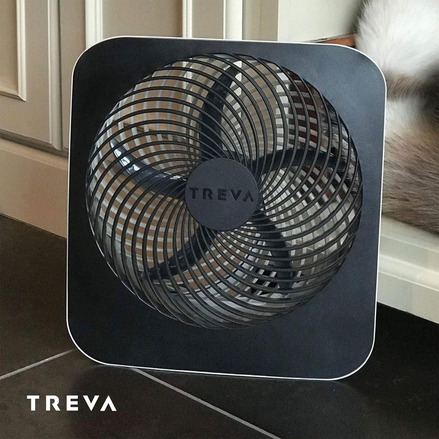 Treva 10 in Portable Fan Battery or AC Powered 2-Speed Desk Fan Black