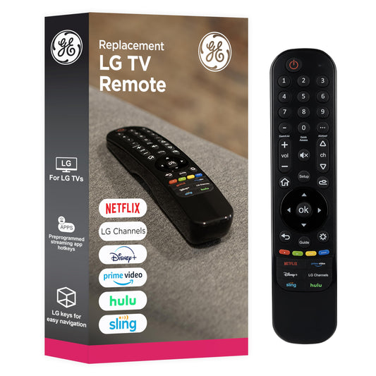 GE LG TV Remote Control Replacement, LG Universal Remote Control for Smart TV, Direct Replacement, Streaming Hotkeys, Ergonomic, Black, 81686