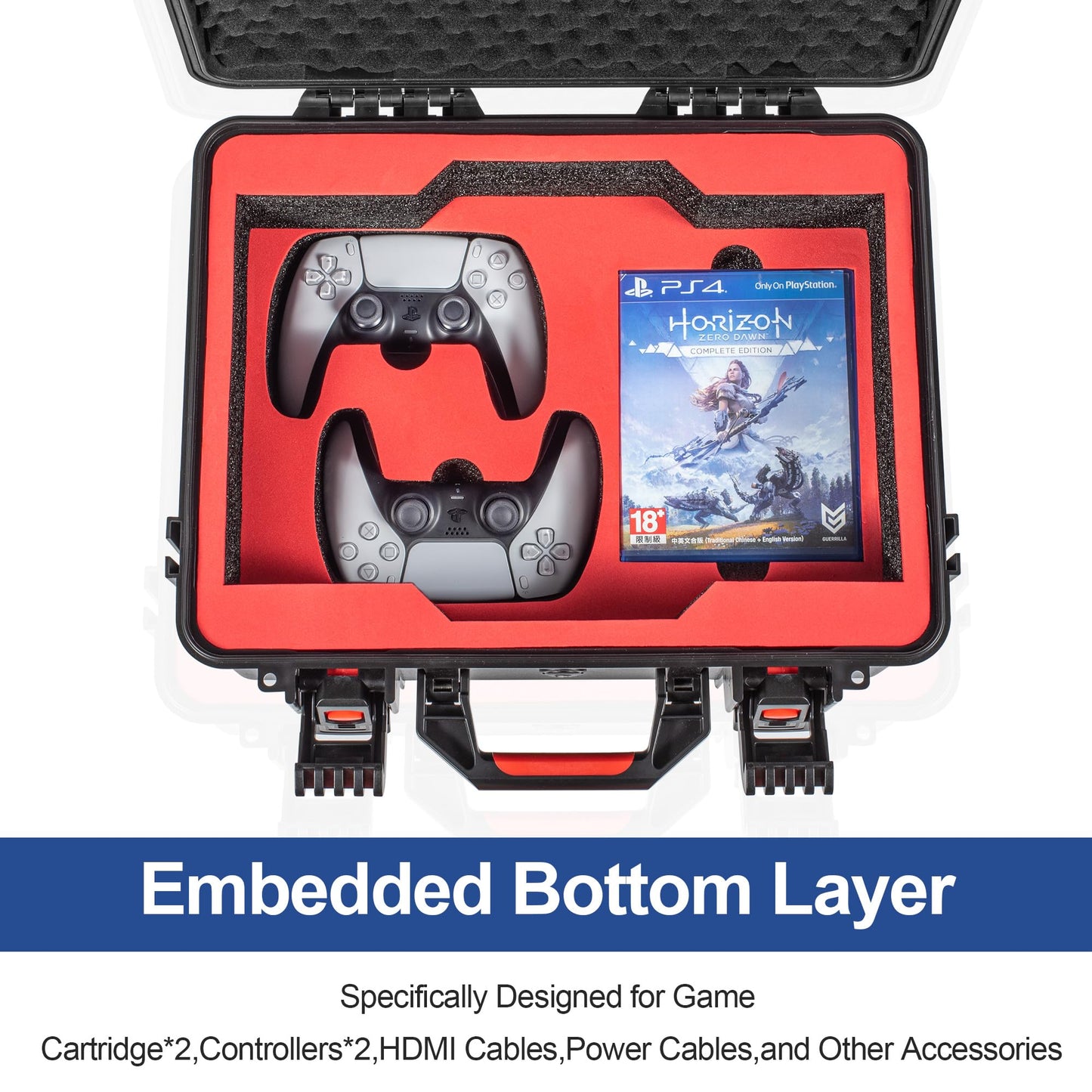 Hard Shell Travel Case for 2023 New PS5 Slim, Shock-Absorbing Protection Waterproof Carrying Case for PlayStation 5 Console (Slim), Controllers